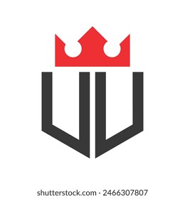 Letter UU Crown Logo. Crown on Letter UU Logo Design Template