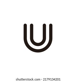 Letter uU curve geometric symbol simple logo vector