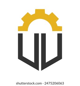 Letter UU Gear Logo Design for Service Center, Repair, Factory, Industrial, Digital and Mechanical Business