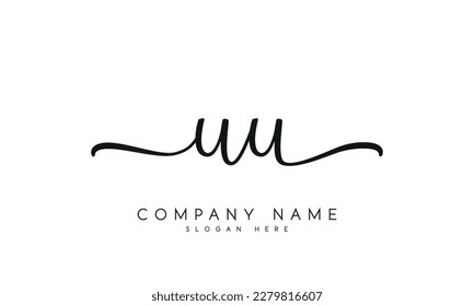 letter UU logo design handwriting signature style vector template