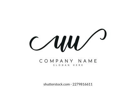 letter UU logo design handwriting signature style vector template