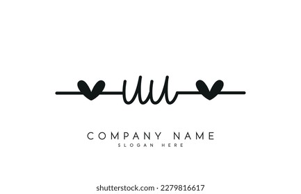 letter UU logo design handwriting signature style vector template