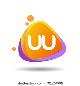 Letter UU logo in triangle splash and colorful background, letter combination logo design for creative industry, web, business and company.