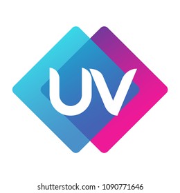 Letter UV logo with colorful geometric shape, letter combination logo design for creative industry, web, business and company.