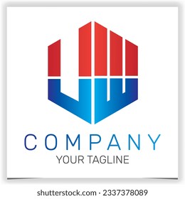 letter UW initial hexagon logo icon premium elegant template vector eps 10