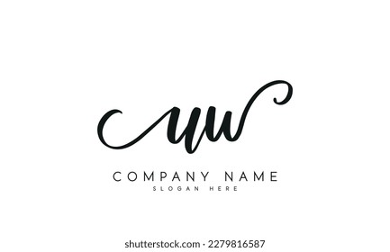 letter uw logo design handwriting signature style vector template