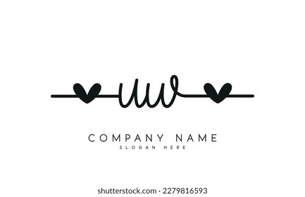 letter uw logo design handwriting signature style vector template