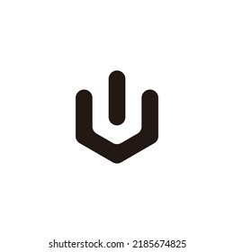 Letter UW UW W U pill, hexagon geometric symbol simple logo vector