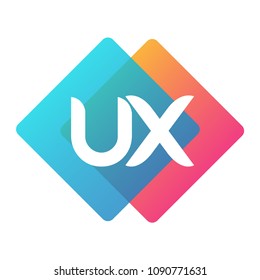 Letter UX logo with colorful geometric shape, letter combination logo design for creative industry, web, business and company.