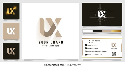 Letter UX or LUX monogram logo with business card design