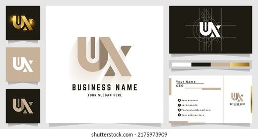 Letter UX or NX monogram logo with business card design