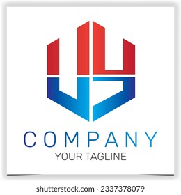 letter UY initial hexagon logo icon premium elegant template vector eps 10