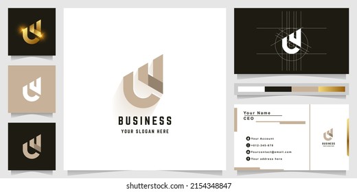 Letter Uy or Uu monogram logo with business card design