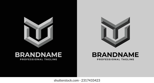 Letter UY or YU Polygonal Logo, suitable for any business with UY or YU initials.