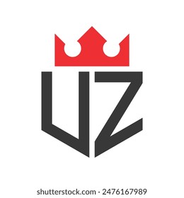 Letter UZ Crown Logo. Crown on Letter UZ Logo Design Template