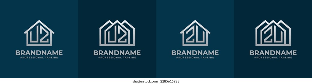 Letter UZ und ZU Home Logo Set. Geeignet für jedes Geschäft mit Haus, Immobilien, Bau, Innen mit UZ oder ZU Initialen.