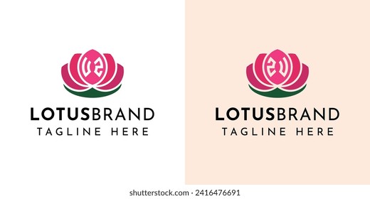 Letter UZ und ZU Lotus Logo Set, geeignet für Geschäfte mit Lotus Blumen mit UZ oder ZU Initialen.