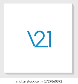 letter V and 21 logo design template vector, alphabet logo design inspiration