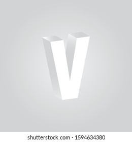 Letter V 3D alphabet vector.