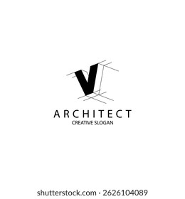 Letter V 3D logo architecture for construction company. property template vector illustration for your brand.