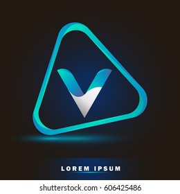 Letter V. 3d Logo and template for business