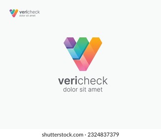 Letter v 3d shape logo