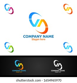 Letter V, A, VA for Digital Vector Logo, Marketing, Financial, Advisor, Invest Design Icon