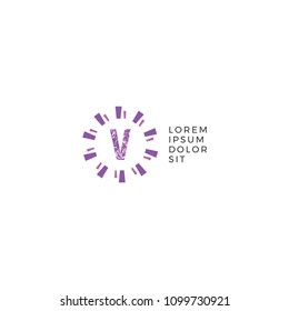 Letter V Abstract Circle Design Template.