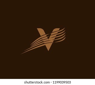 Letter V Abstract Elements Wings Swoosh Logo