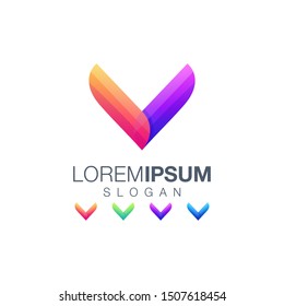 letter V abstract gradient color logo design