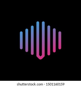 letter V abstract for information technology and digital. minimalist sound music equalizer icon. audio logotype Unique and simple element. -vector