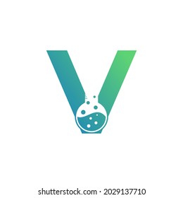 Carta V con el logo de Abstract lab. Usable para negocios, ciencia, salud, medicina, laboratorio, química y natural.