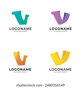 letter v abstract logo icon set