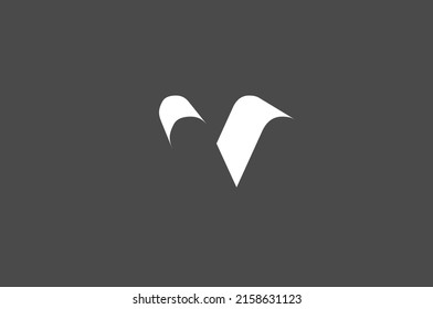 Letter V abstract negative space logo design