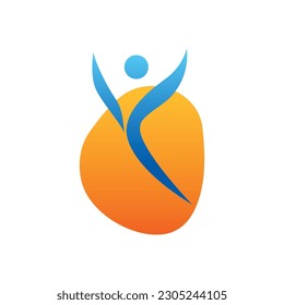 logotipo vectorial de la letra v de personas abstractas, logotipo del personaje humano, ilustración creativa, signo de figura humana abstracta, icono de personas, hombre feliz, símbolo deportivo de fitness, insignia positiva, salud, concepto de vida.