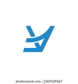 letter v airplane symbol logo vector 