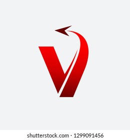 Letter V Airplane vector