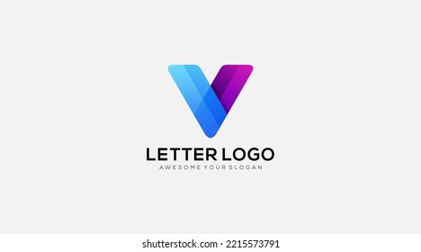 Letter V - All elements on this template are editable with vector software and logo design
