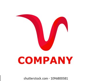 letter v alphabet shape from water color ink brush line draw modern iconic logo design illustration with red color