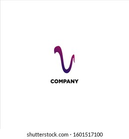 Letter V Alphabetic Logo Design Template, Line Logo Concept, Purple and White