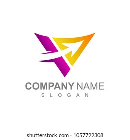 Letter V With Arrow, Business Logo Template