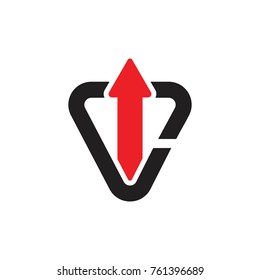 letter v with arrow up design logo vector