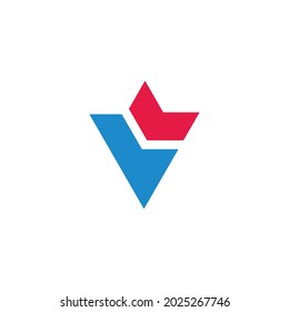 letter v arrow geometric logo vector