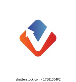 
Letter v arrow logo design