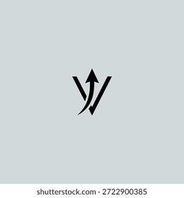 Letra V con el diseño plano del Vector del icono del logotipo de la flecha.