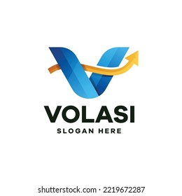 Letter V with Arrow Logo Template