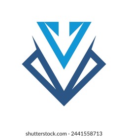 letter V up arrow logo template icon design