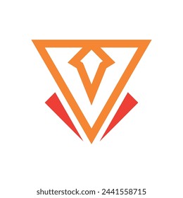letter V up arrow logo template icon design