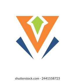 letter V up arrow logo template icon design