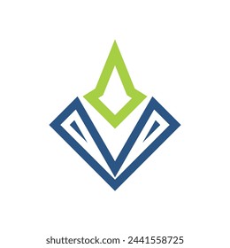 letter V up arrow logo template icon design
